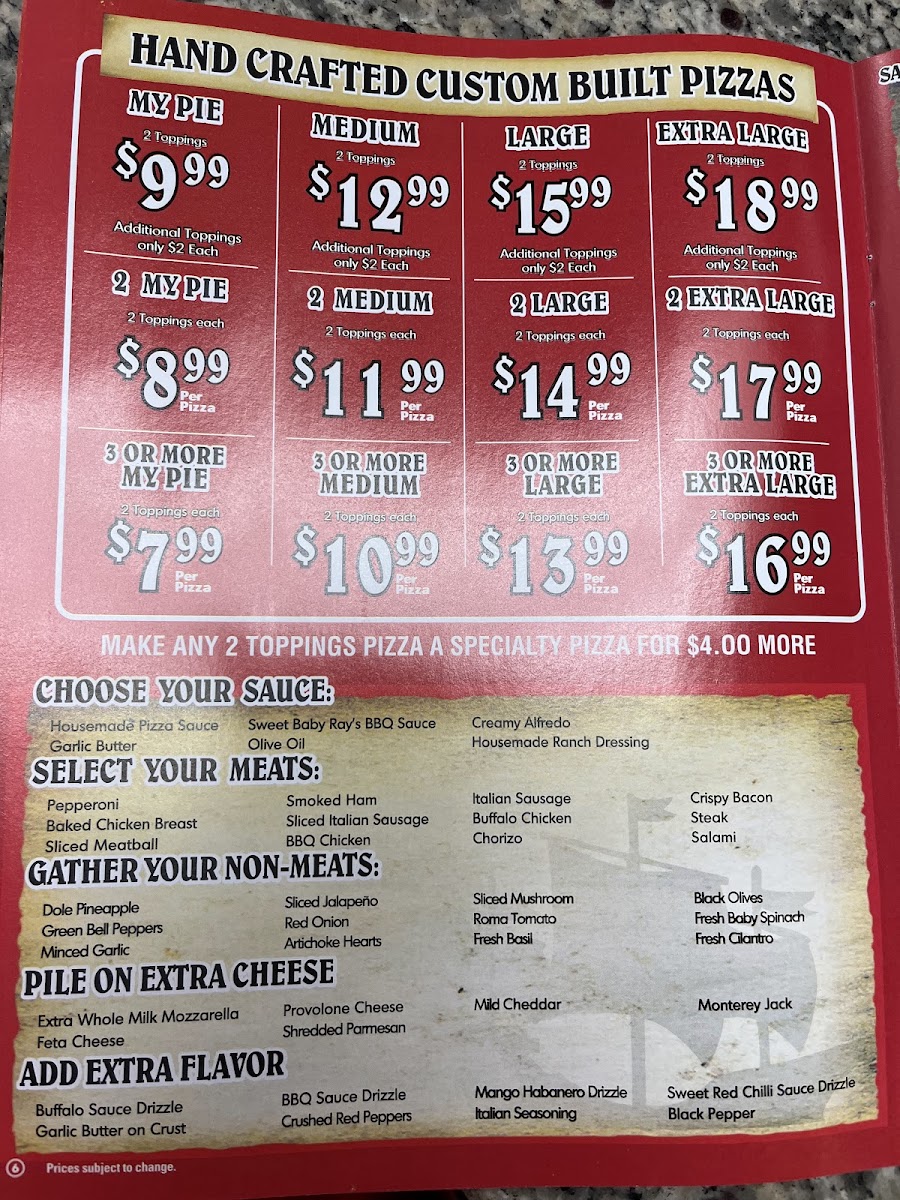 Pizza Pirates Menu - Image 1